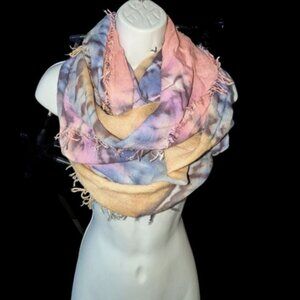 *3 FOR $9* Tie Dyed Fringe Edge Lightweight Infinity Scarf Large Round Neck